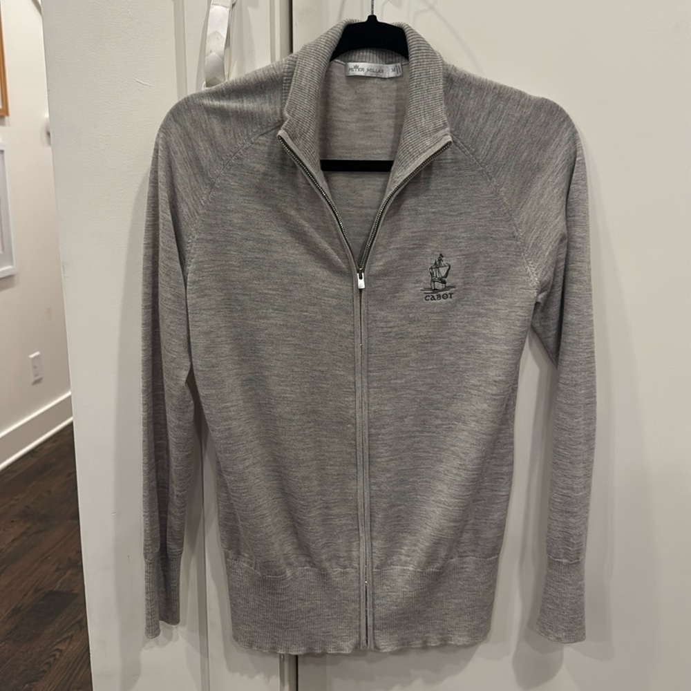 Peter Millar 100% Cashmere Zip-Up (gray, size S).
